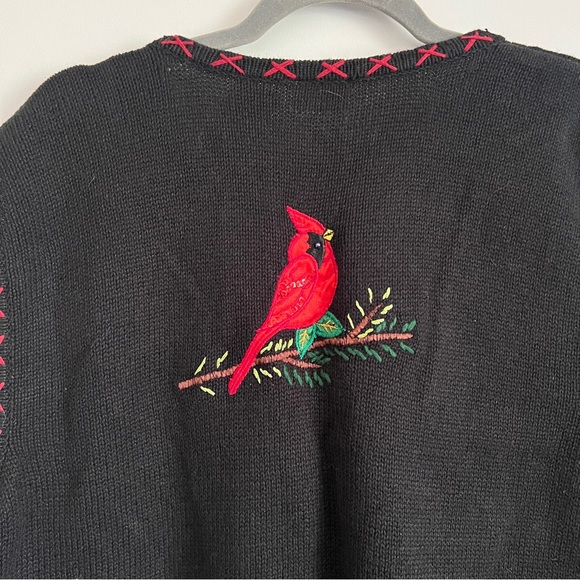 Vintage Bobbie Brooks Christmas Sweater Vest Embroidered Cardinals Holiday 2X - Picture 8 of 10